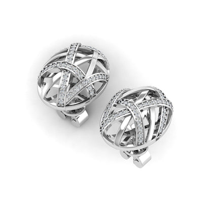 Guru Jewel's Round Diamond Studded Silver Earring For Her