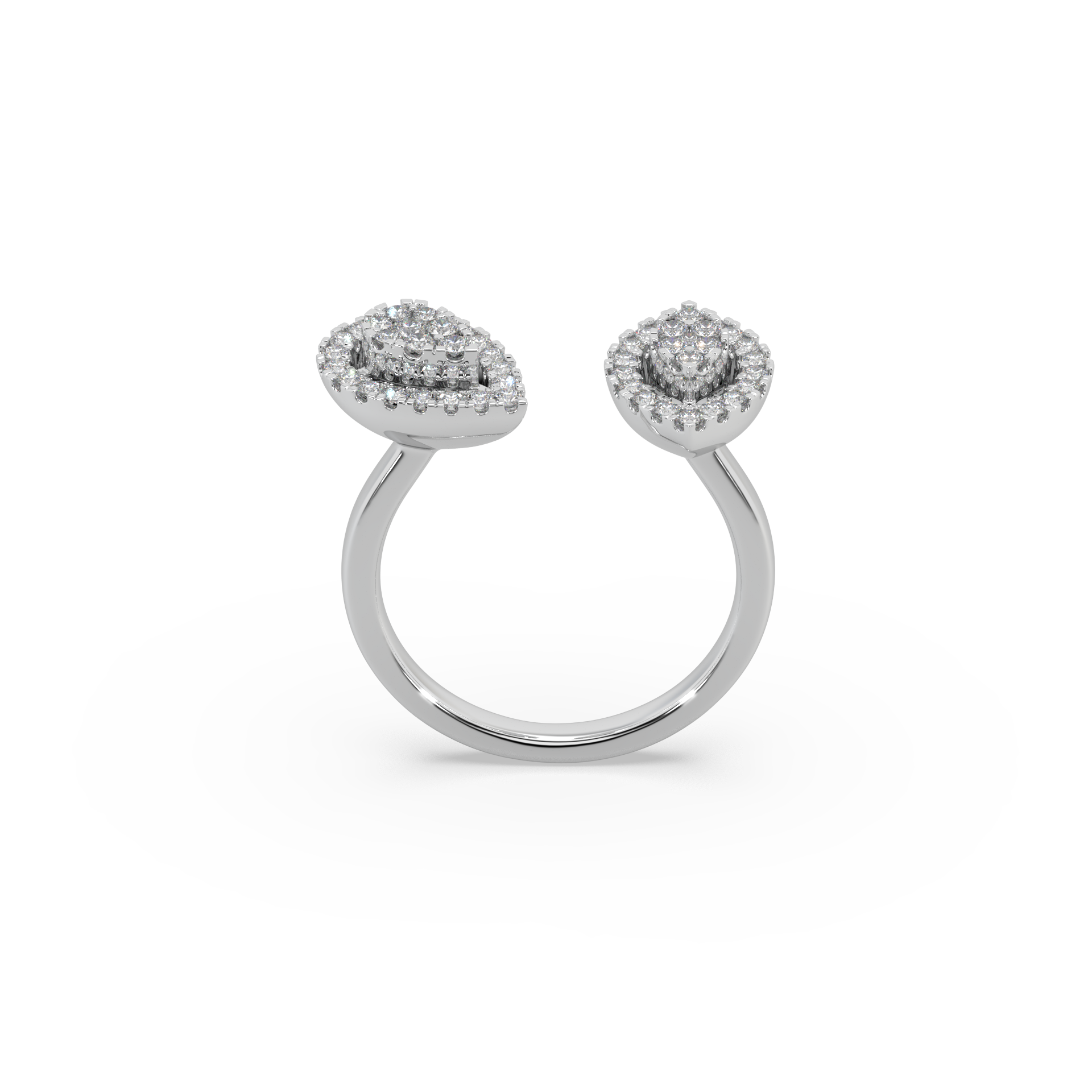 Attractive Twin Style 925 Silver And Diamond Studded Ladies Ring For Her