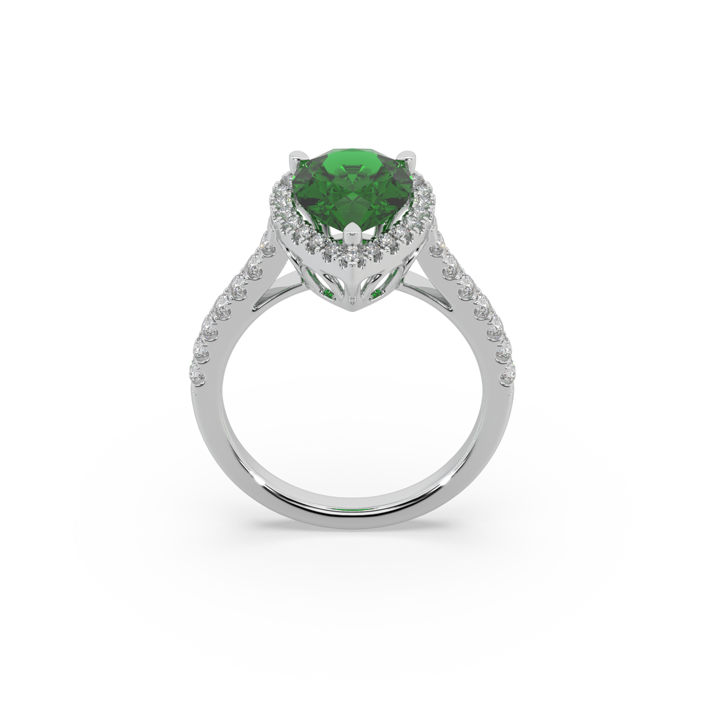 Beautifull 925 Silver And Diamond Green Stone Studded Ladies Ring For Her