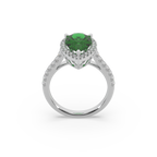Beautifull 925 Silver And Diamond Green Stone Studded Ladies Ring For Her