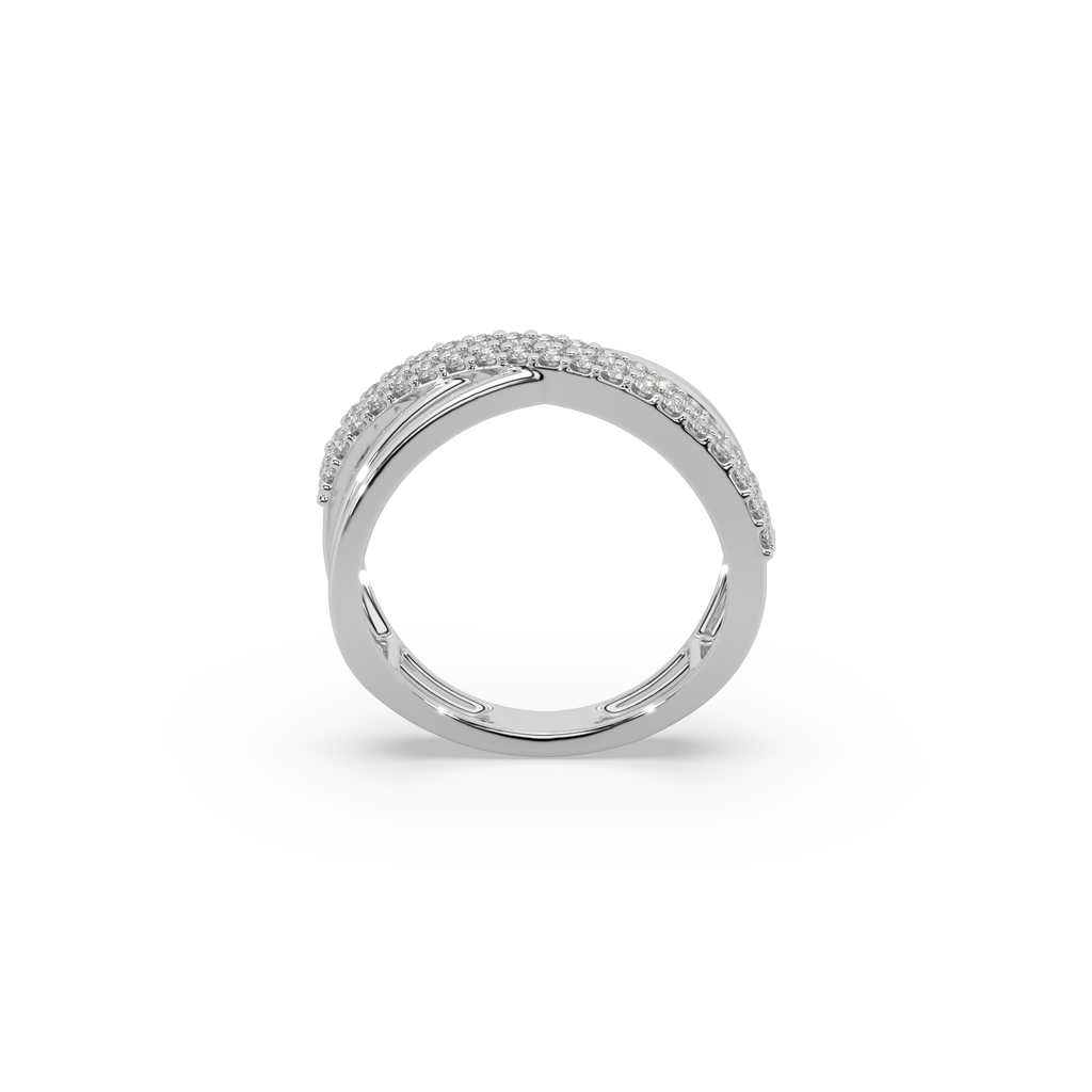 Attractive Round Diamond Studded Silver Ring For Her