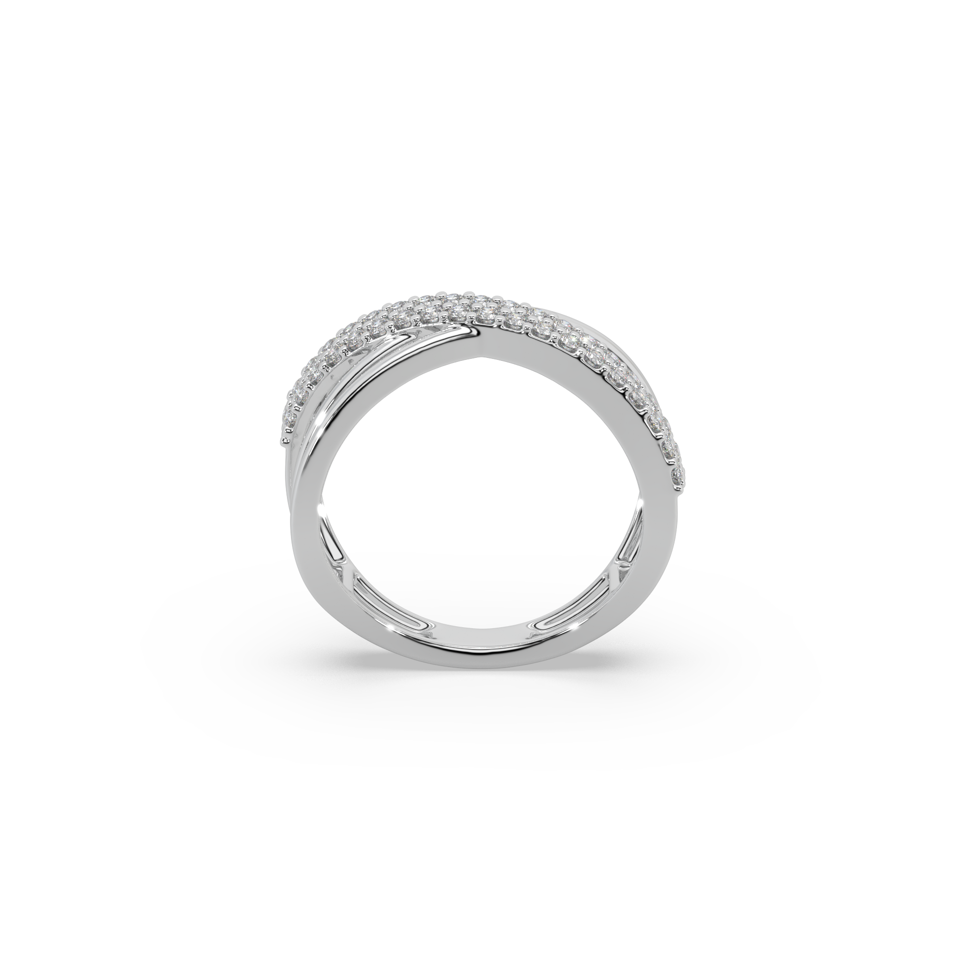 Attractive Round Diamond Studded Silver Ring For Her