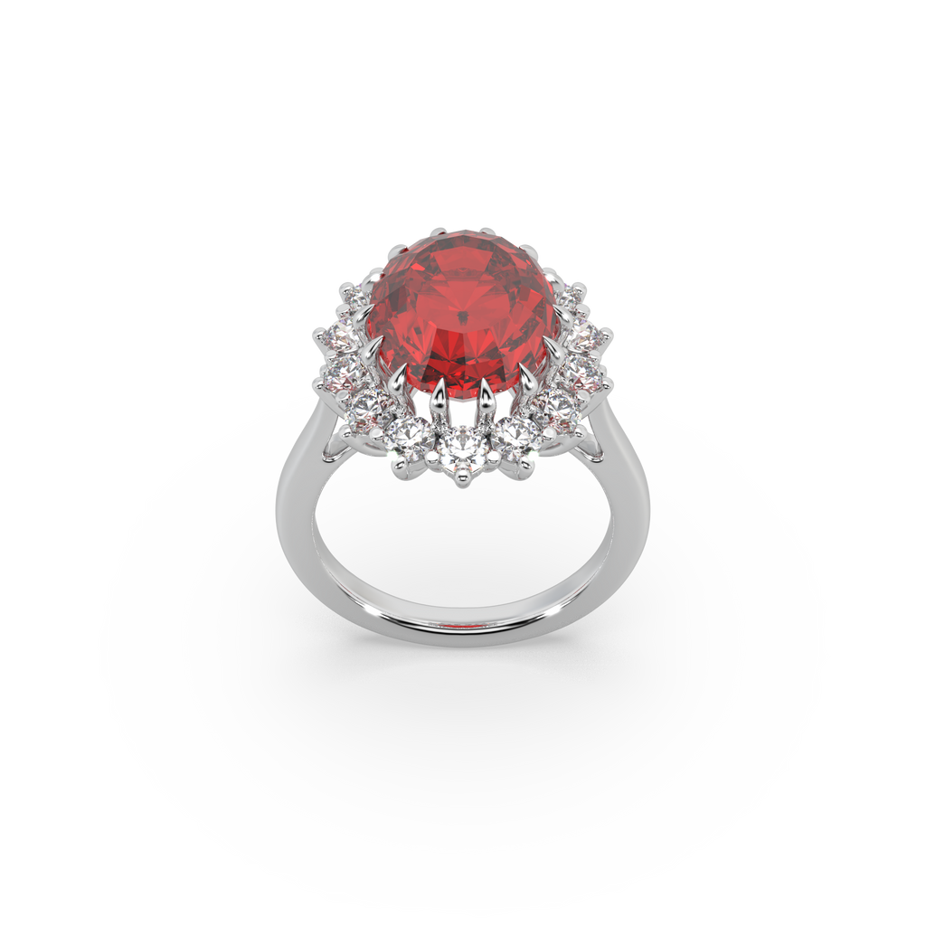 925 Silver Red Stone Ladies Ring For Her