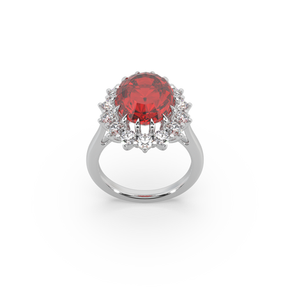 925 Silver Red Stone Ladies Ring For Her