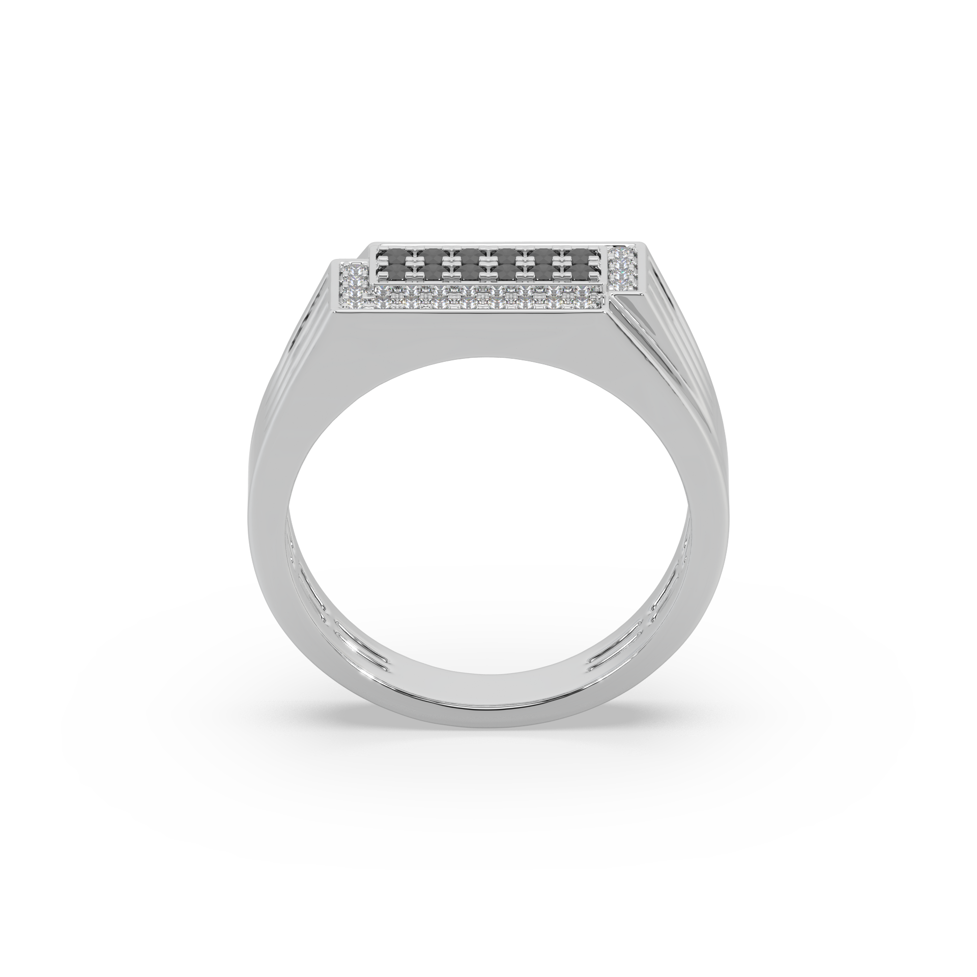 Impressive Black Diamond 925 Silver And Diamond Studded Gents Ring For Him