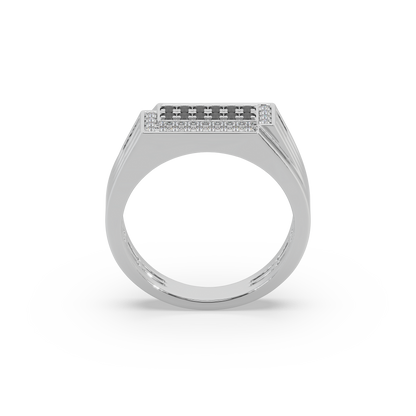 Impressive Black Diamond 925 Silver And Diamond Studded Gents Ring For Him