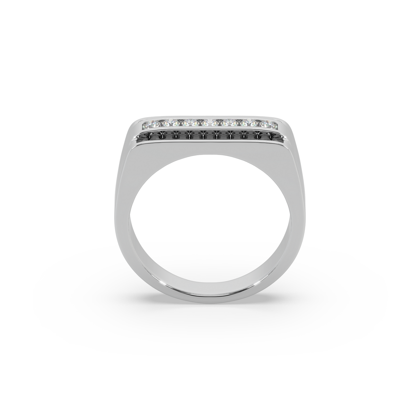 Guru Jewel's Round Diamond And Black Stone Studded Stunning Silver Ring For Him