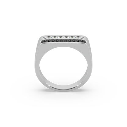 Guru Jewel's Round Diamond And Black Stone Studded Stunning Silver Ring For Him