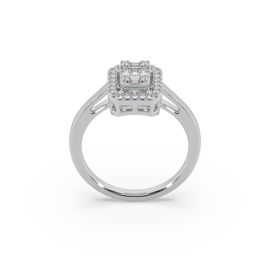 Devastating 925 Silver And Round Diamond Studded Ladies Ring For Her