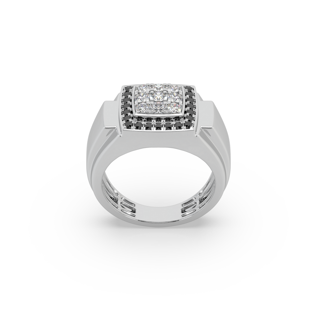 Black Diamond 925 Silver With Diamond Studded Gents Ring For Him
