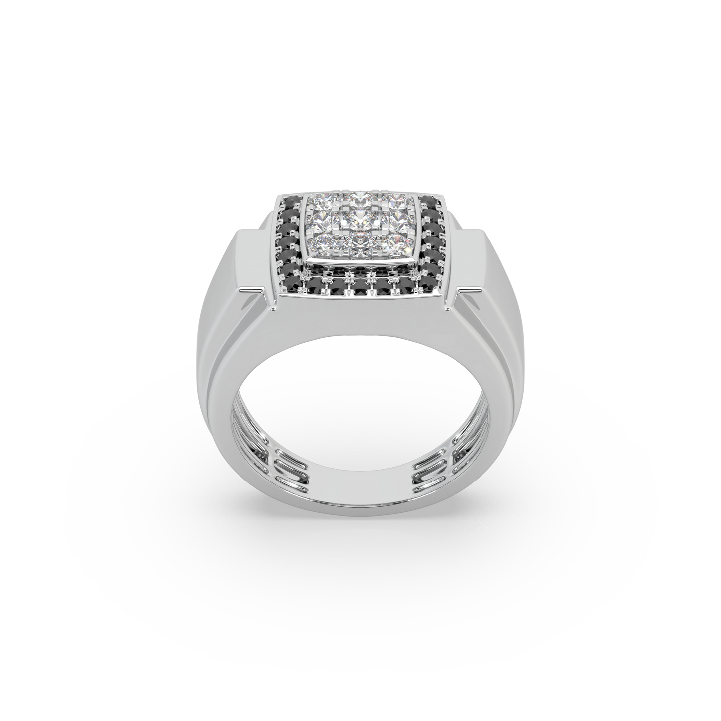 Black Diamond 925 Silver Moissanite  Studded Gents Ring For Him