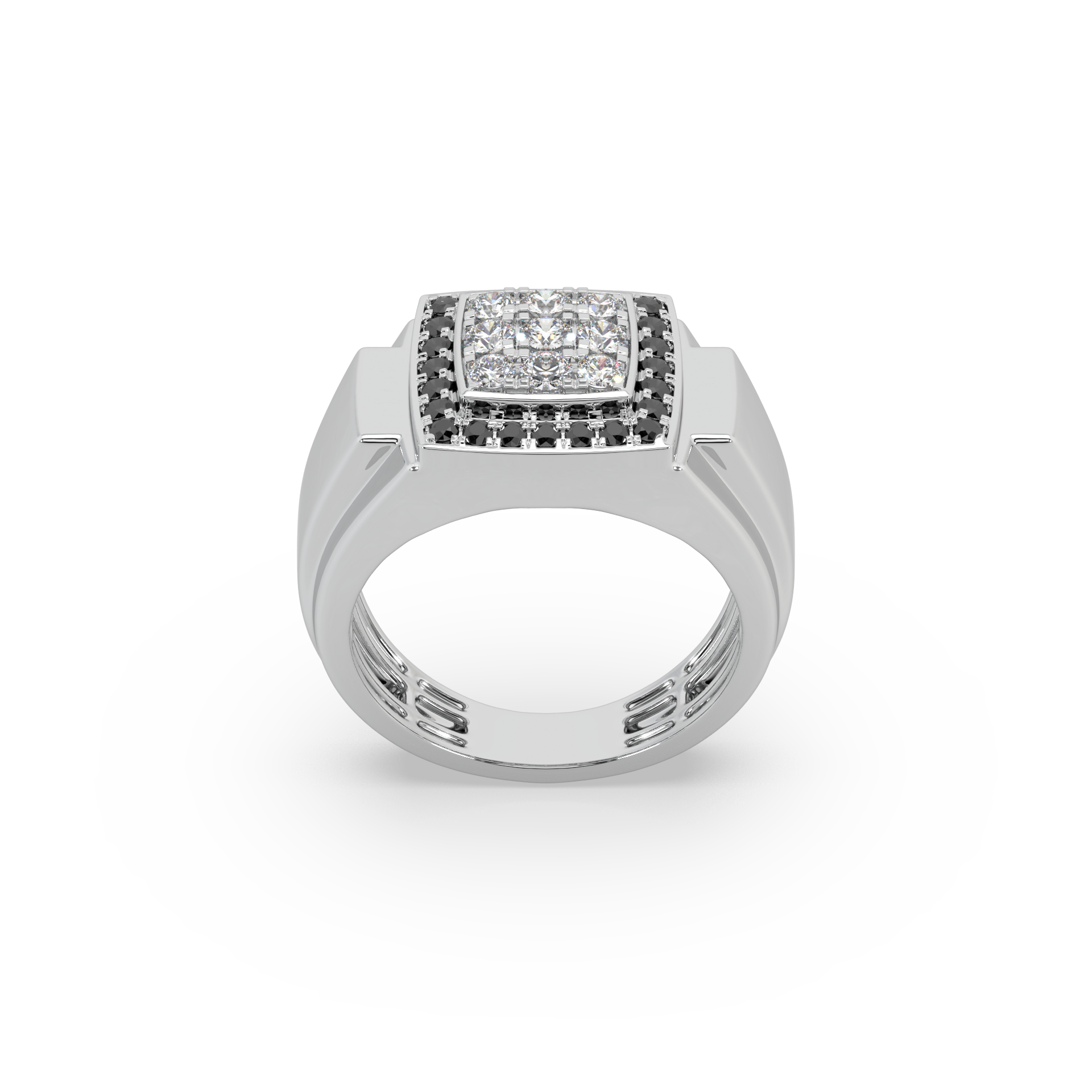 Black Diamond 925 Silver With Diamond Studded Gents Ring For Him