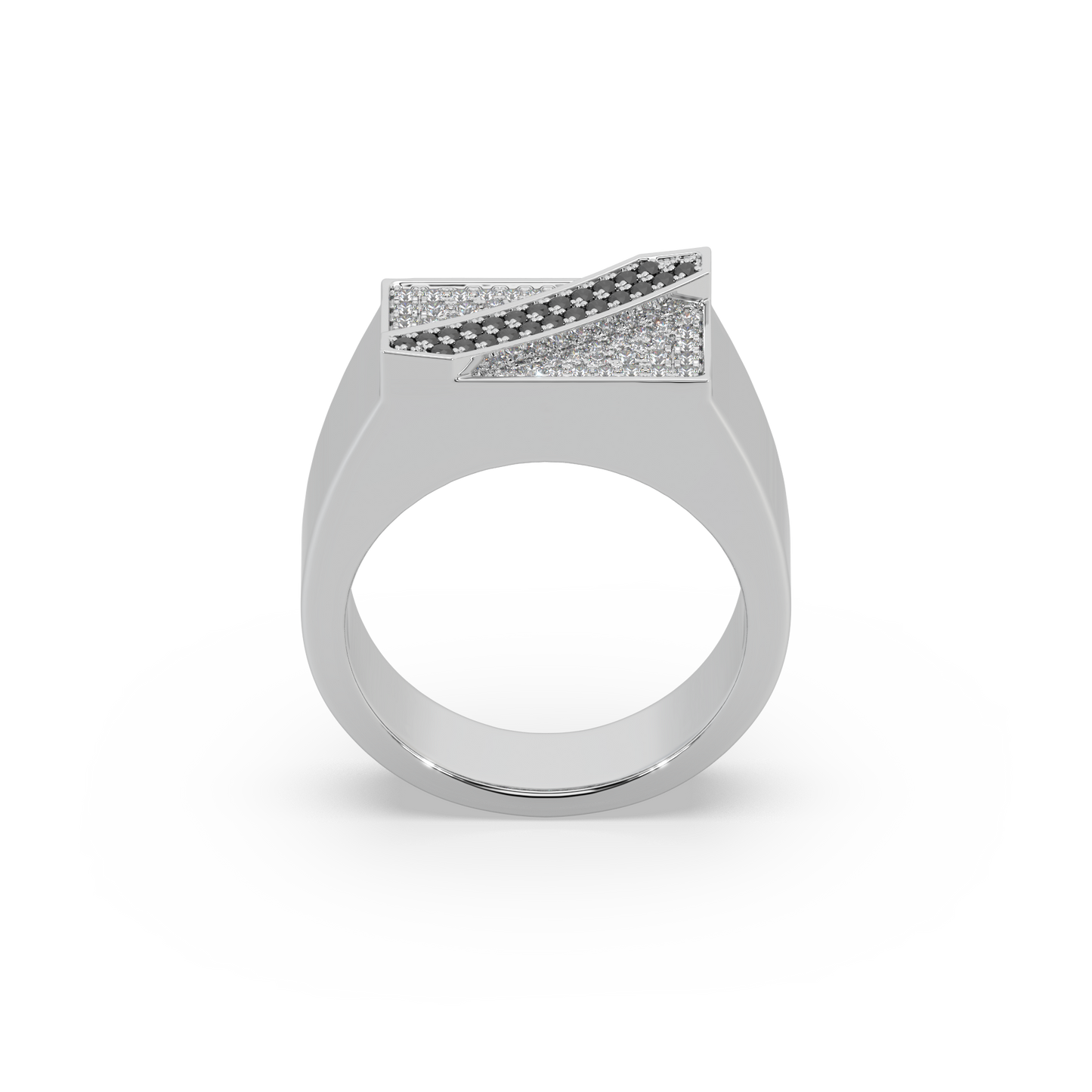 Unique Black Diamond 925 Silver And Round Diamond Studded Gents Ring For Him