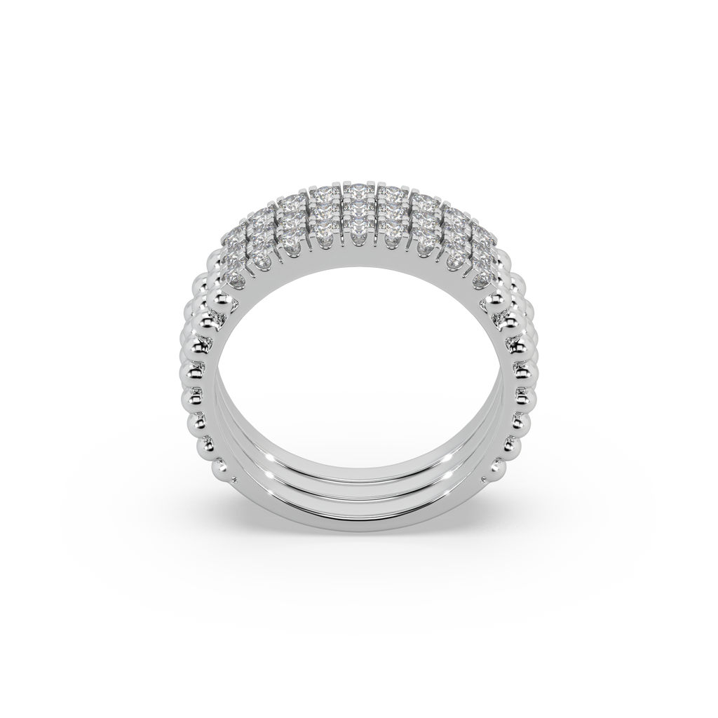 Glamorous 3 Band 925 Silver And Round Diamond Studded Ladies Ring For Her