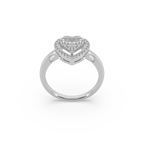 Heart Shape Buguette And Round Cut Diamond 925 Silver Ladies Ring For Her