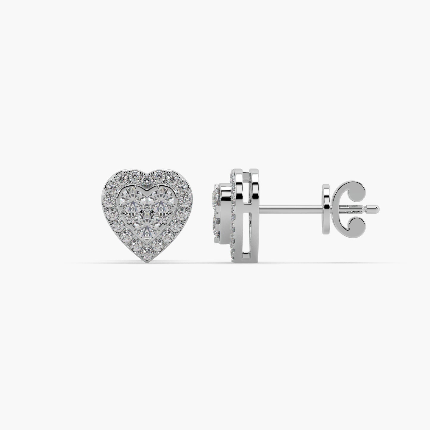 Guru Jewel's Attractive Heart Shaped Diamond Studded In Silver Earrings For Her