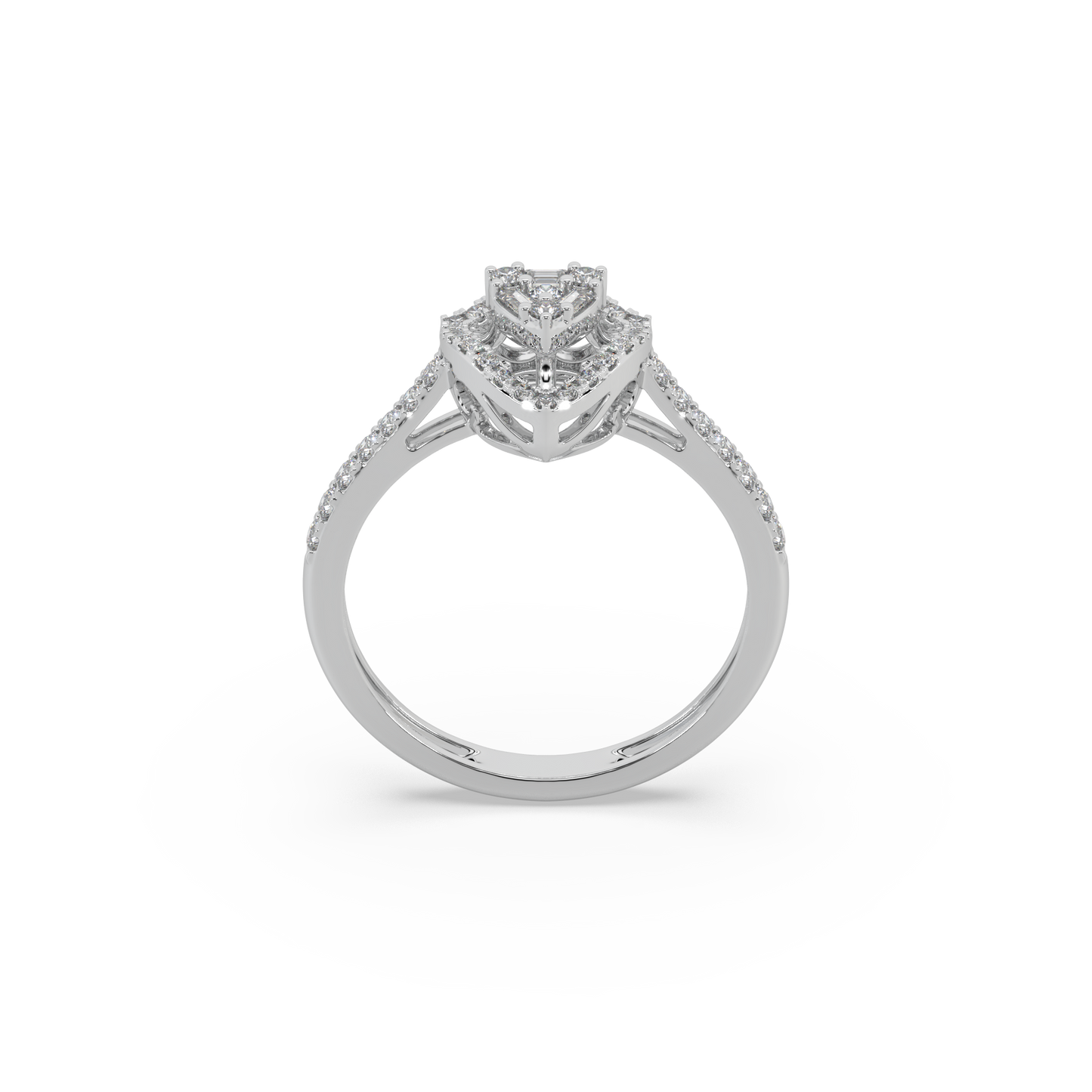 Guru Jewel's Round Diamond Studded Astonishing Silver Ring For Her