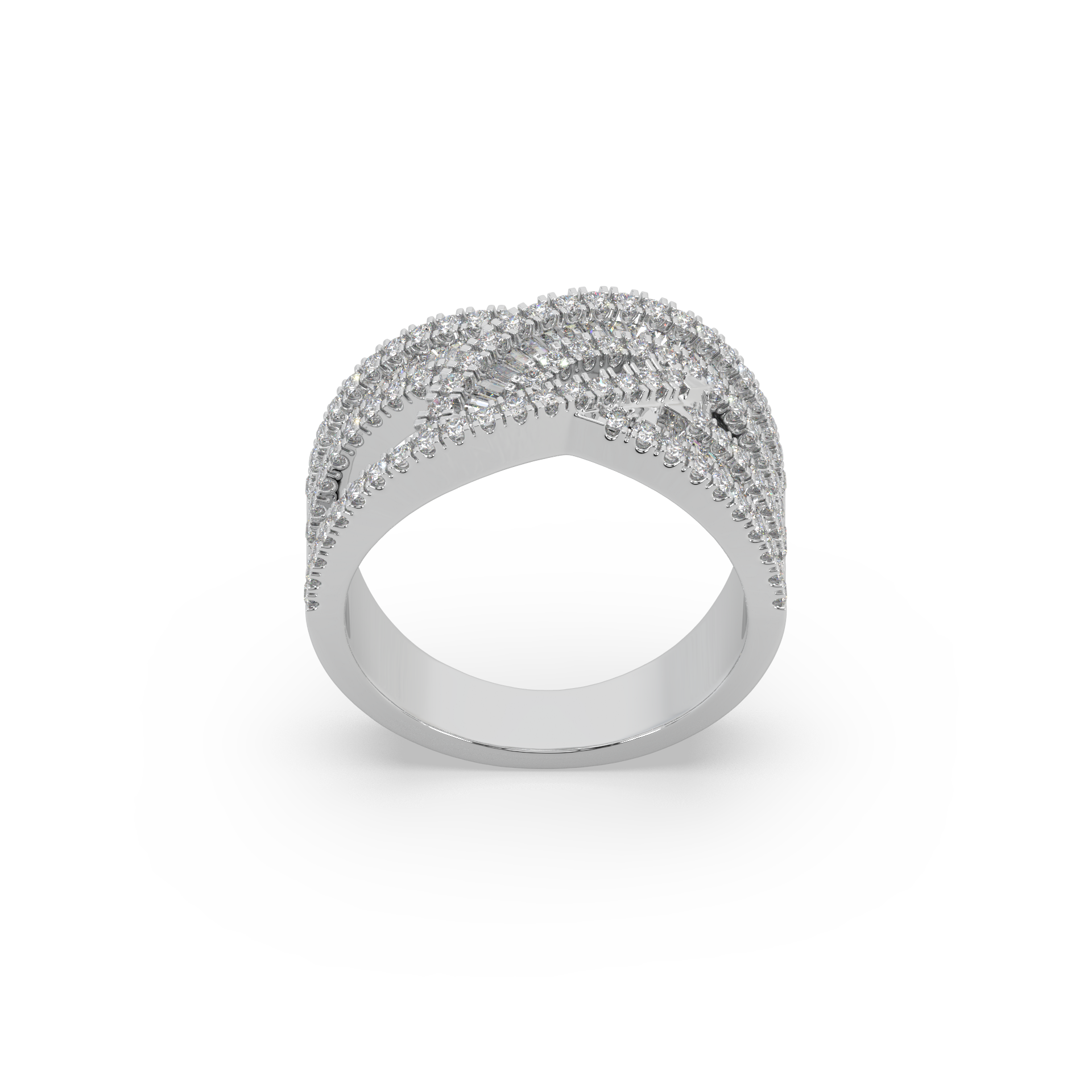 Exclusive Channel-Set Bugette 925 Silver And Diamond Studded Ladies Ring For Her
