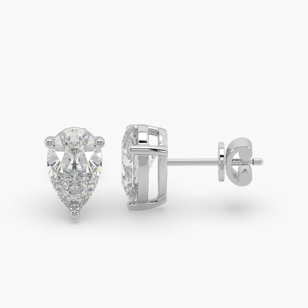 Guru Jewel's Pear Shaped Fancy Solitaire Studded In Silver Exclusive Earrings For Her