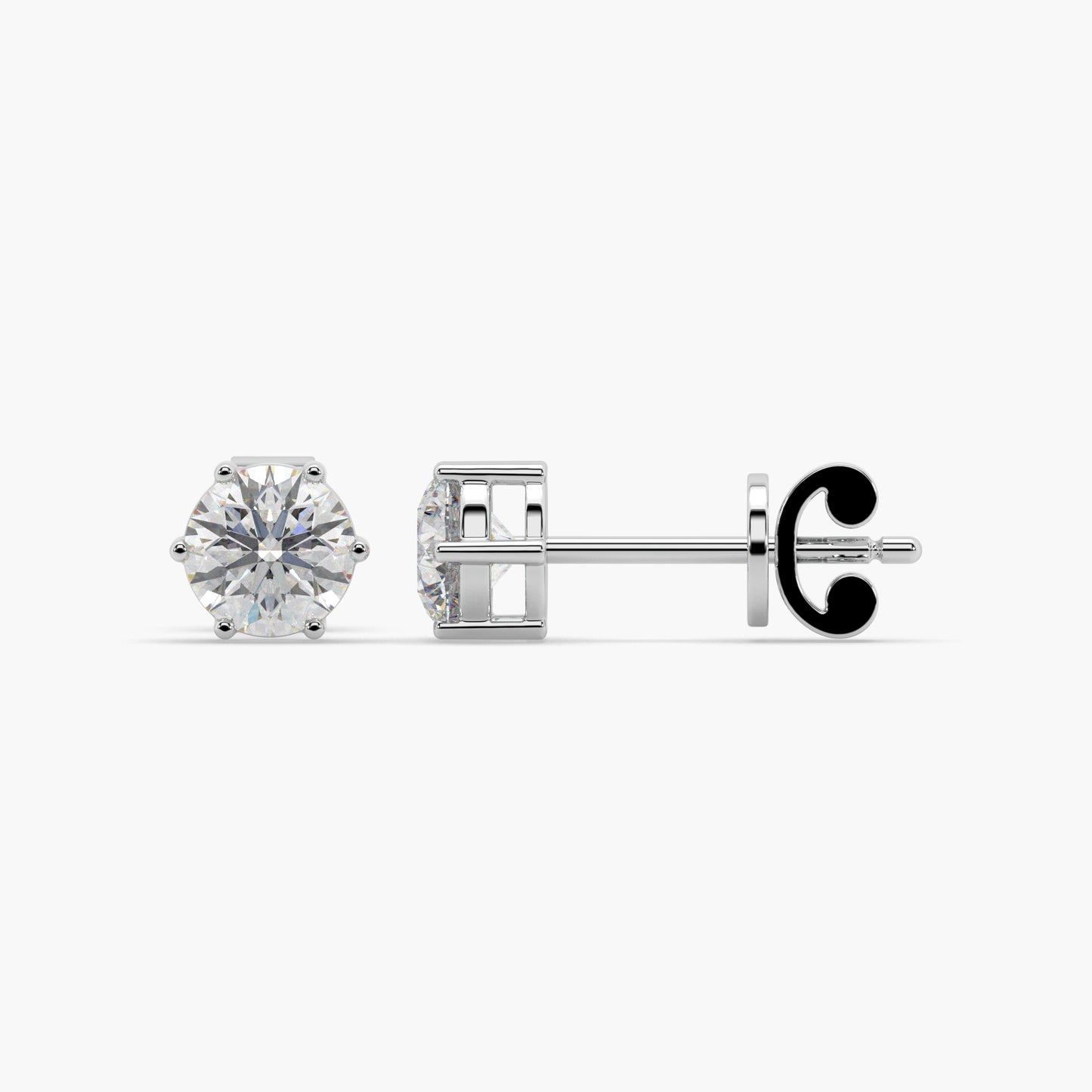 Guru Jewel's Round Solitaire Diamond Studded In Silver Stud Earrings For Her