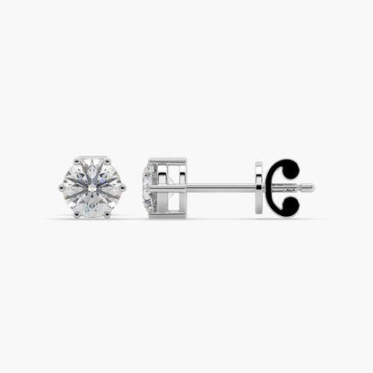 Guru Jewel's Round Solitaire Diamond Studded In Silver Stud Earrings For Her