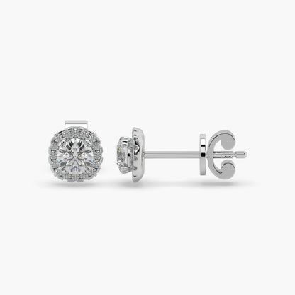 Guru Jewel's Round Solitaire Diamond Studded In Silver Fascinating Earrings For Her