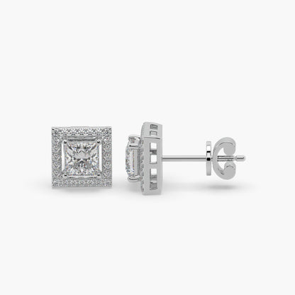 Guru Jewel's Fancy Princess Cut Diamond Studded Silver Earrings For Her