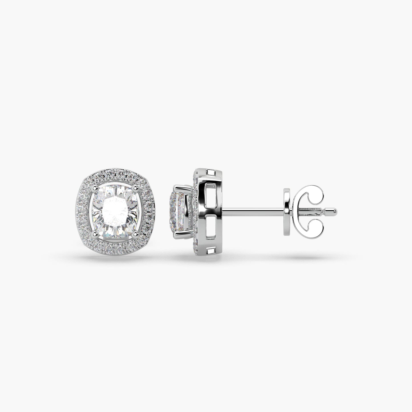 Guru Jewel's Fancy Cushion Shaped Diamond Studded Silver Earrings For Her
