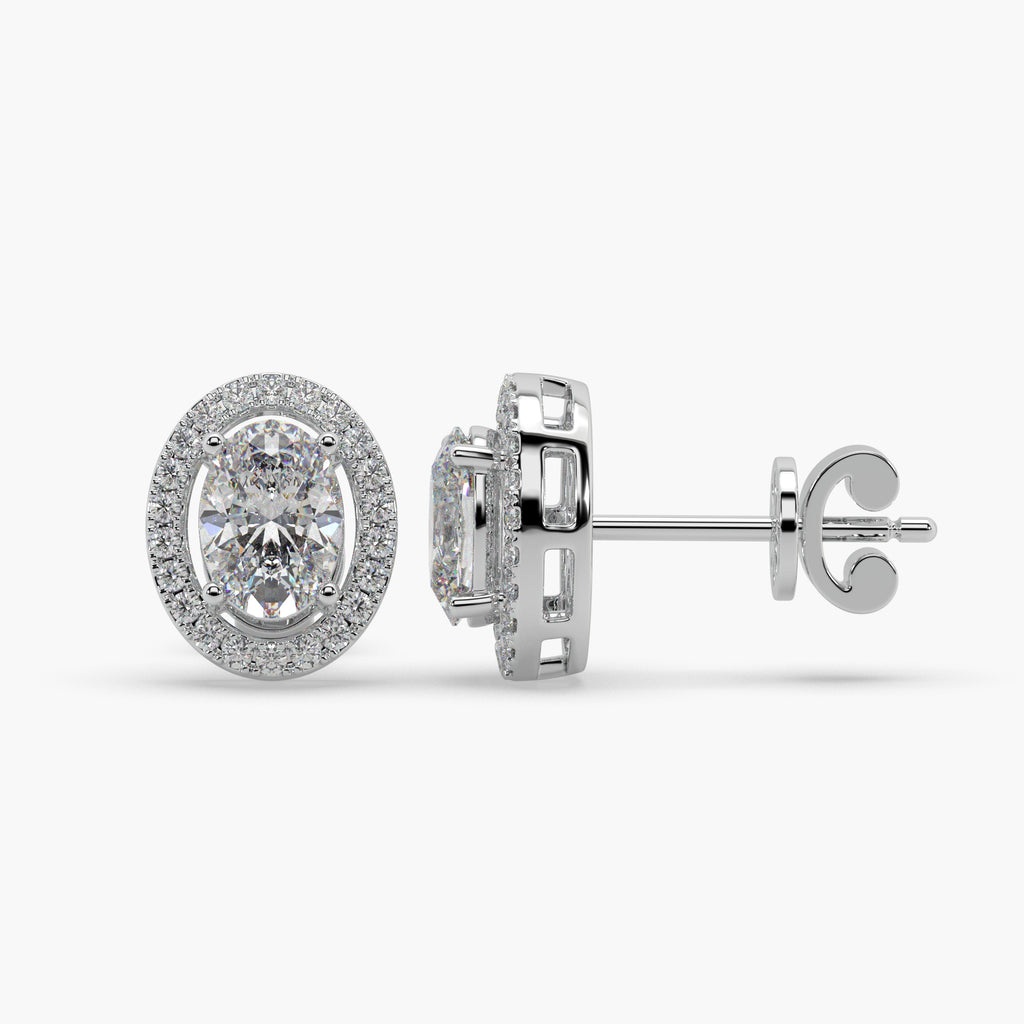 Guru Jewel's Ovel Shaped Fancy Diamond Studded Silver Earrings For Her