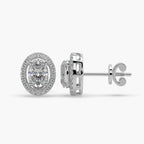 Guru Jewel's Ovel Shaped Fancy Diamond Studded Silver Earrings For Her