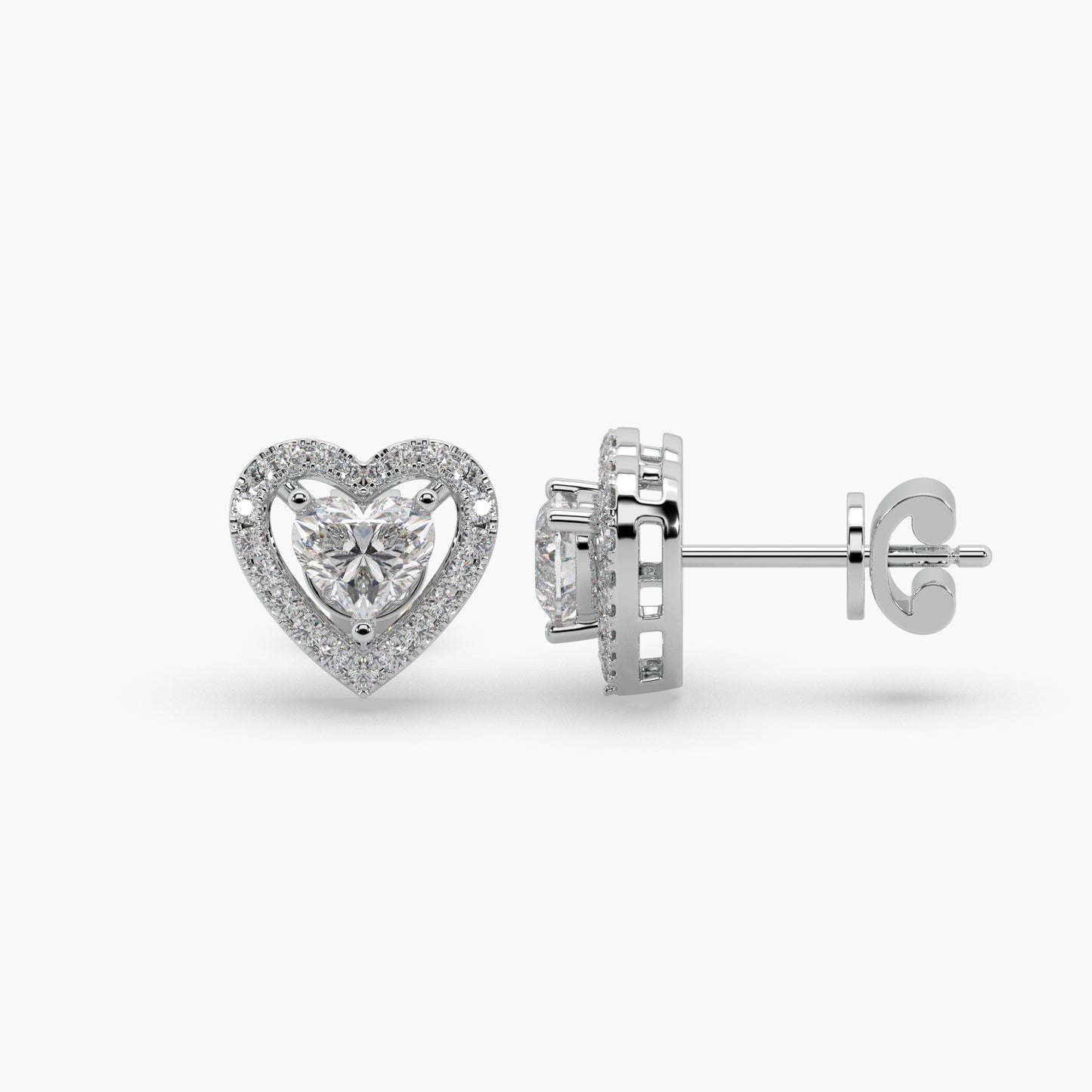 Guru Jewel's Heart Shaped Fancy Diamond Studded Alluring Silver Earrings For Her