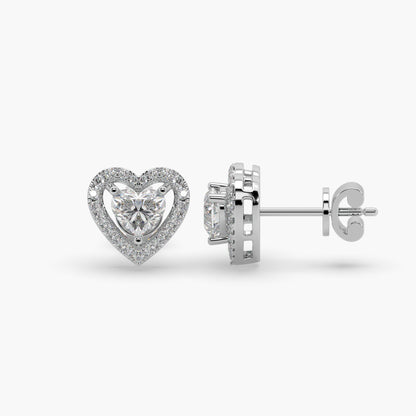 Guru Jewel's Heart Shaped Fancy Diamond Studded Alluring Silver Earrings For Her