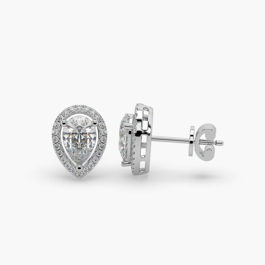 Guru Jewel's Pear Shaped Fancy Diamond Studded Impressive Silver Earrings For Her