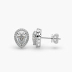 Guru Jewel's Pear Shaped Fancy Diamond Studded Impressive Silver Earrings For Her