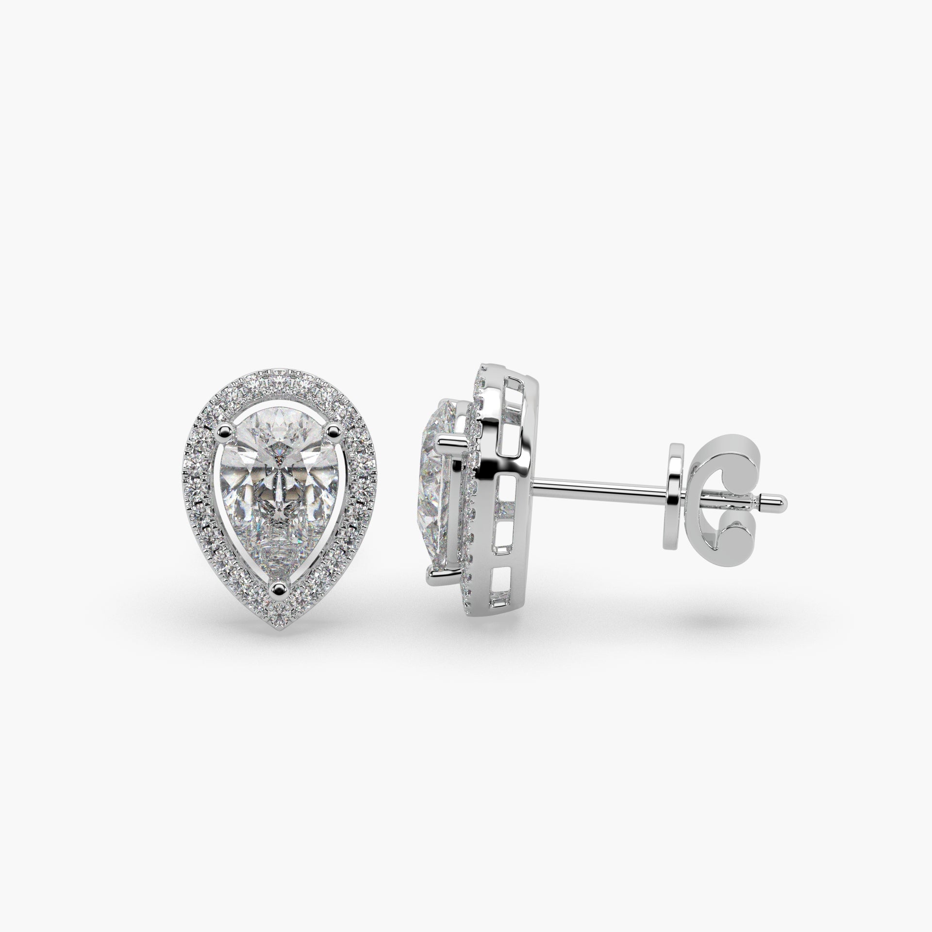 Guru Jewel's Pear Shaped Fancy Diamond Studded Impressive Silver Earrings For Her