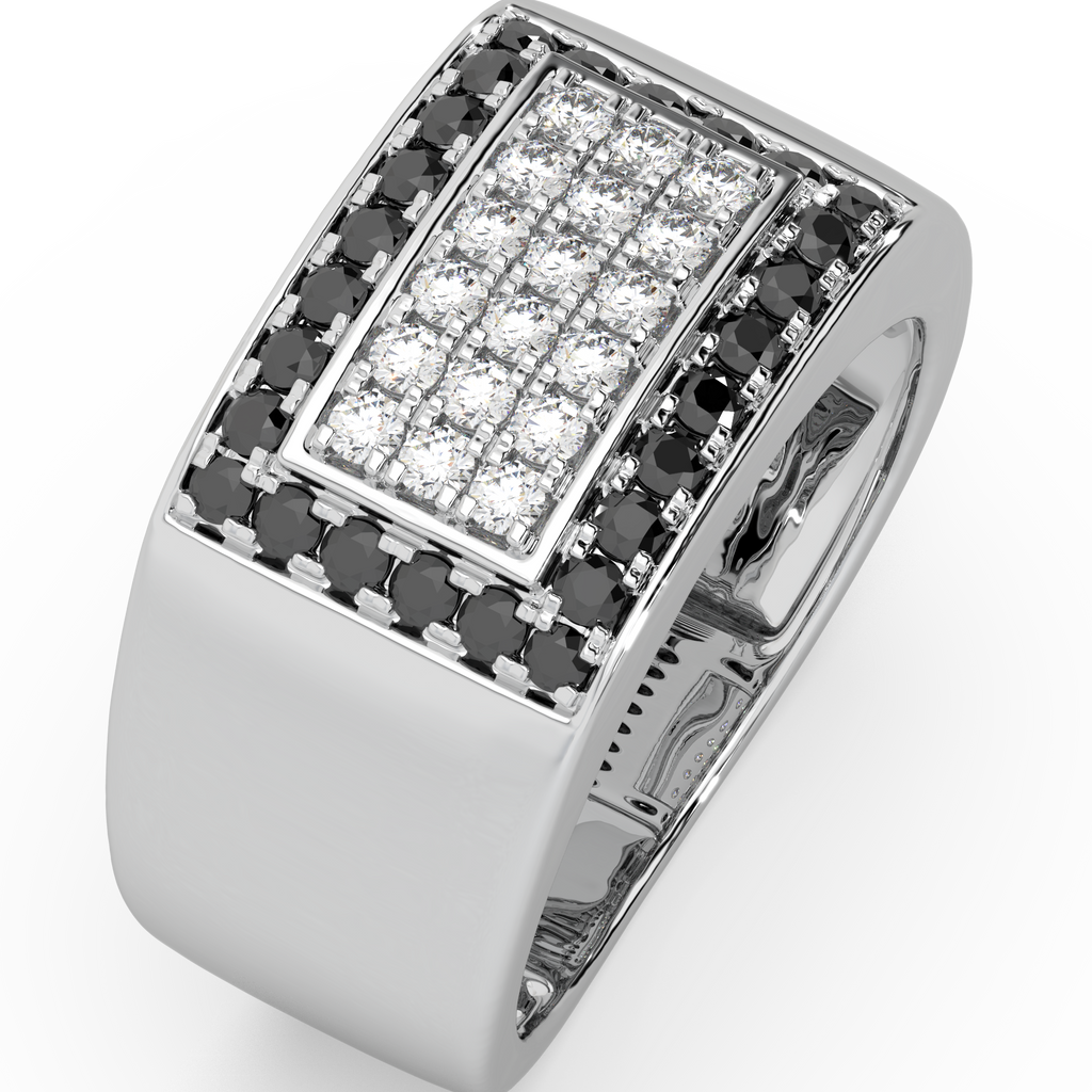 Guru Jewel's Round Diamond And Black Stone Studded Ring For Him
