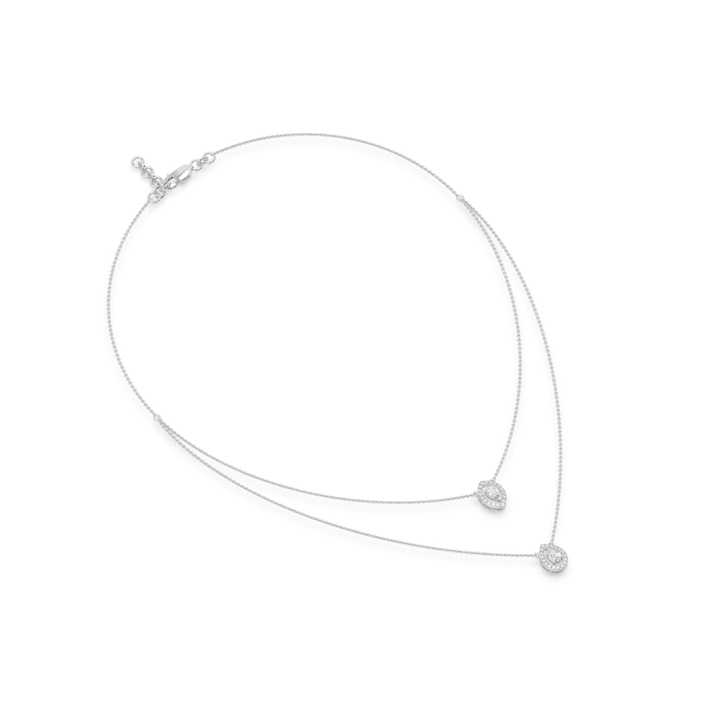 Guru Jewel's Fancy Diamond Studded Captivating Silver 2 Line Pendent For Her