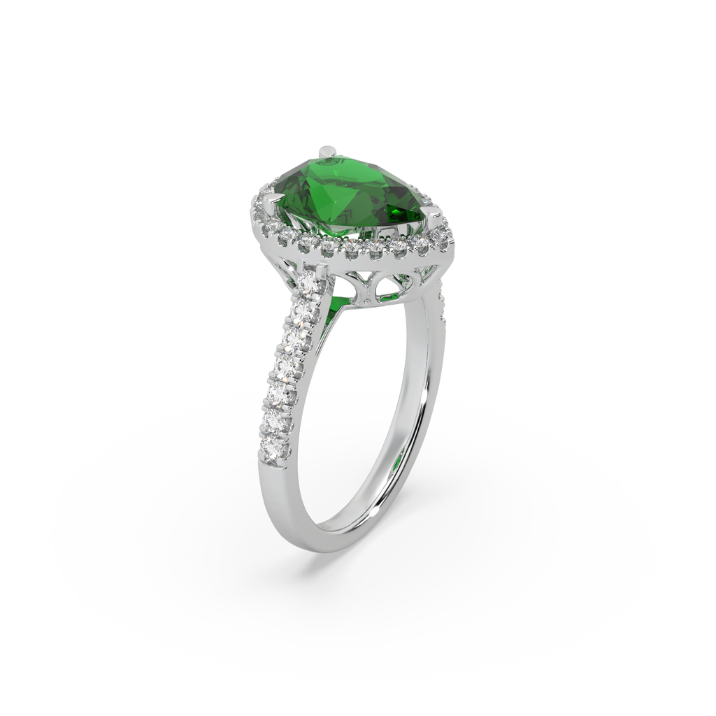 Beautifull 925 Silver And Diamond Green Stone Studded Ladies Ring For Her