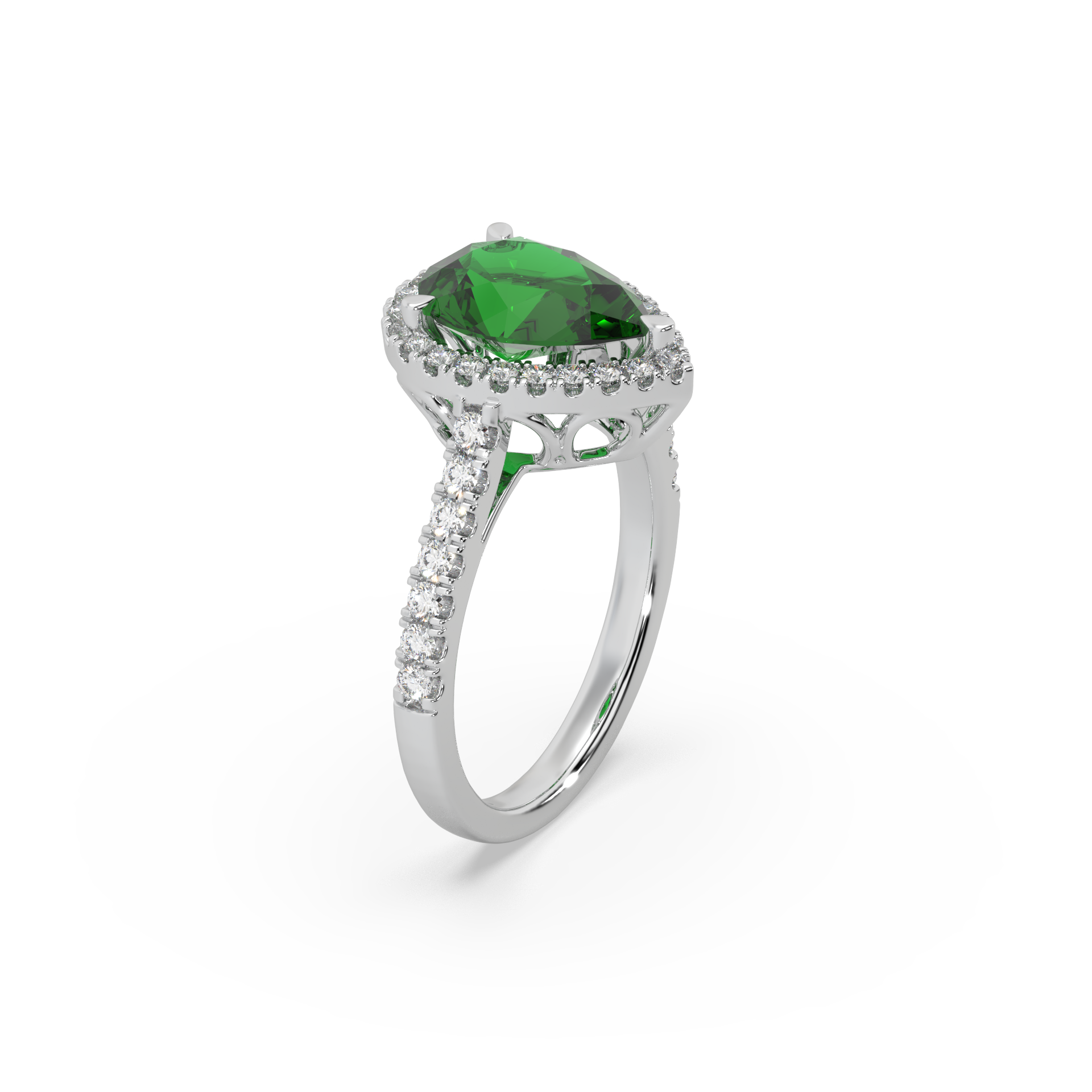 Beautifull 925 Silver And Diamond Green Stone Studded Ladies Ring For Her