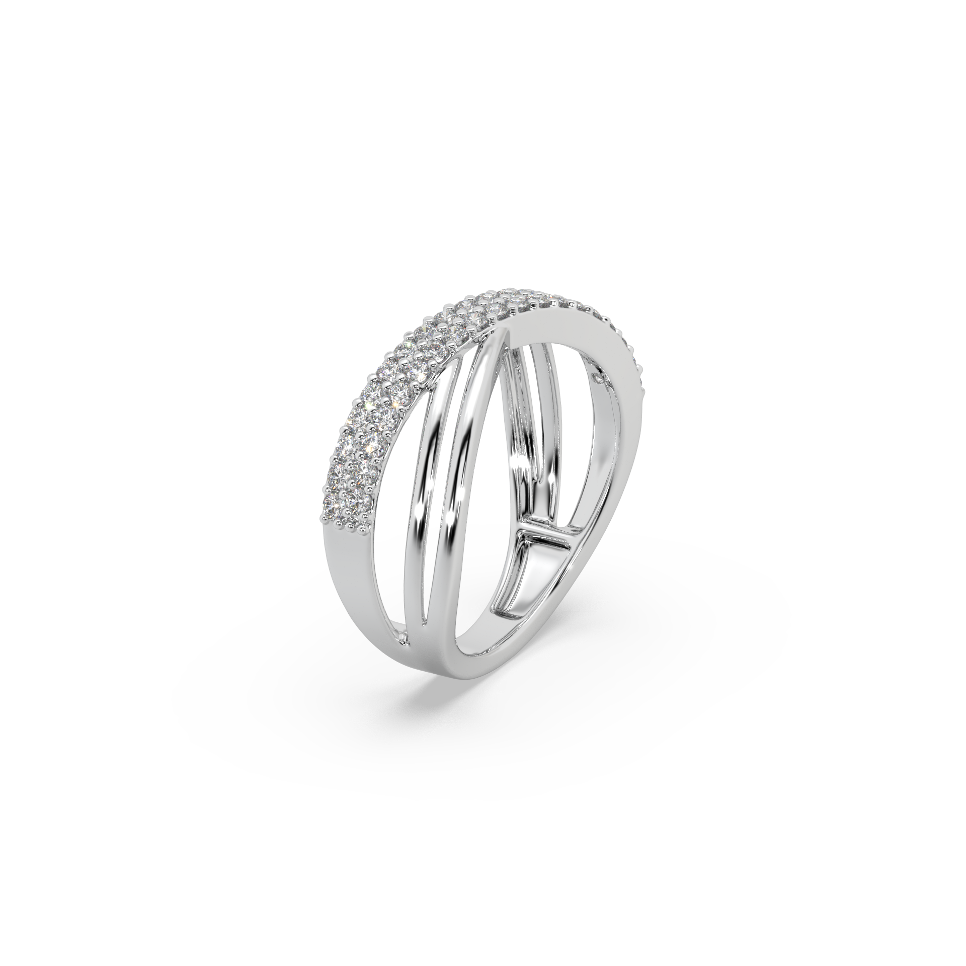 Attractive Round Diamond Studded Silver Ring For Her