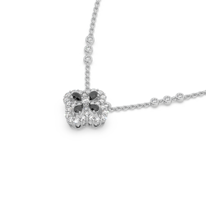 Fascinating 925 Silver And Round Diamond And Black Stone Studded Only Pendant