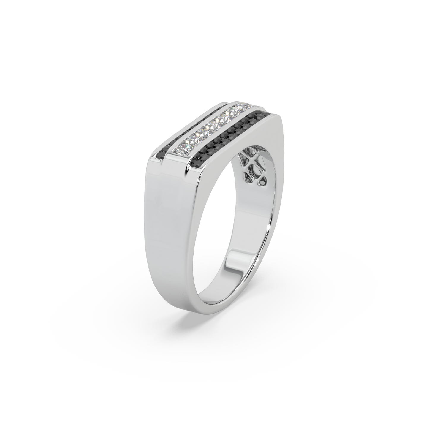 Guru Jewel's Round Diamond And Black Stone Studded Stunning Silver Ring For Him