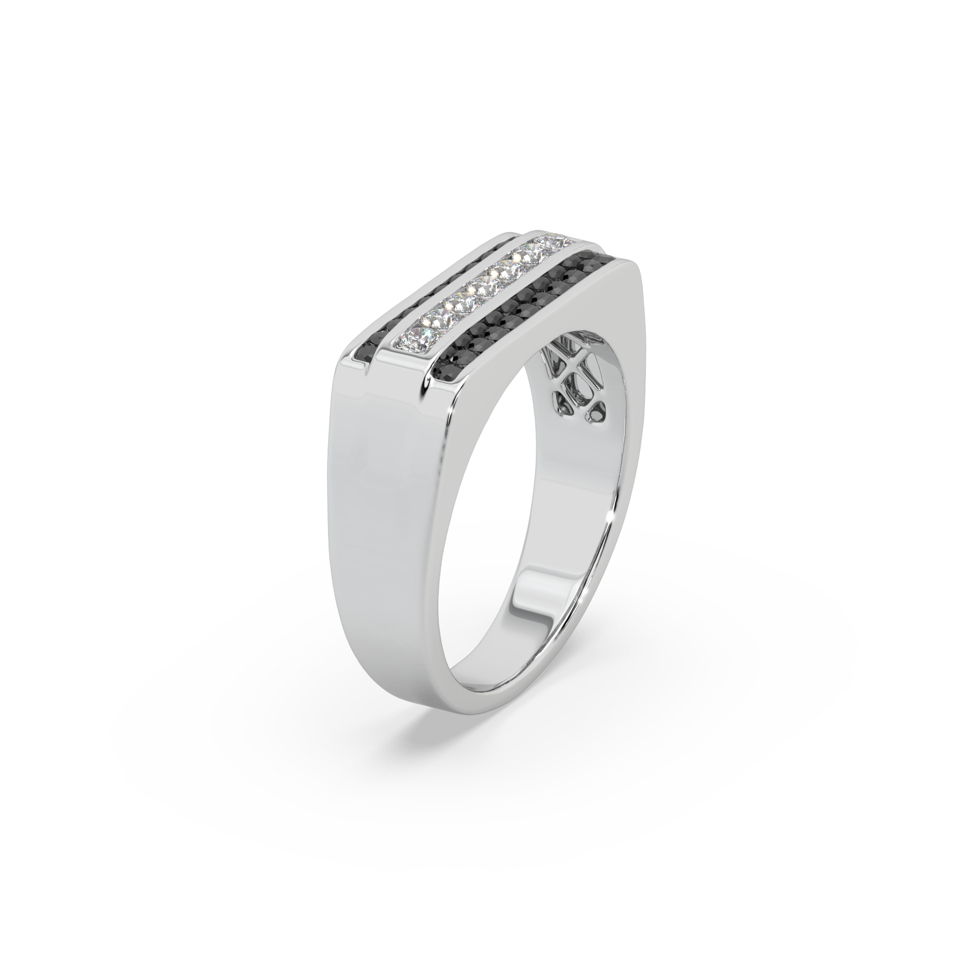 Guru Jewel's Round Diamond And Black Stone Studded Stunning Silver Ring For Him