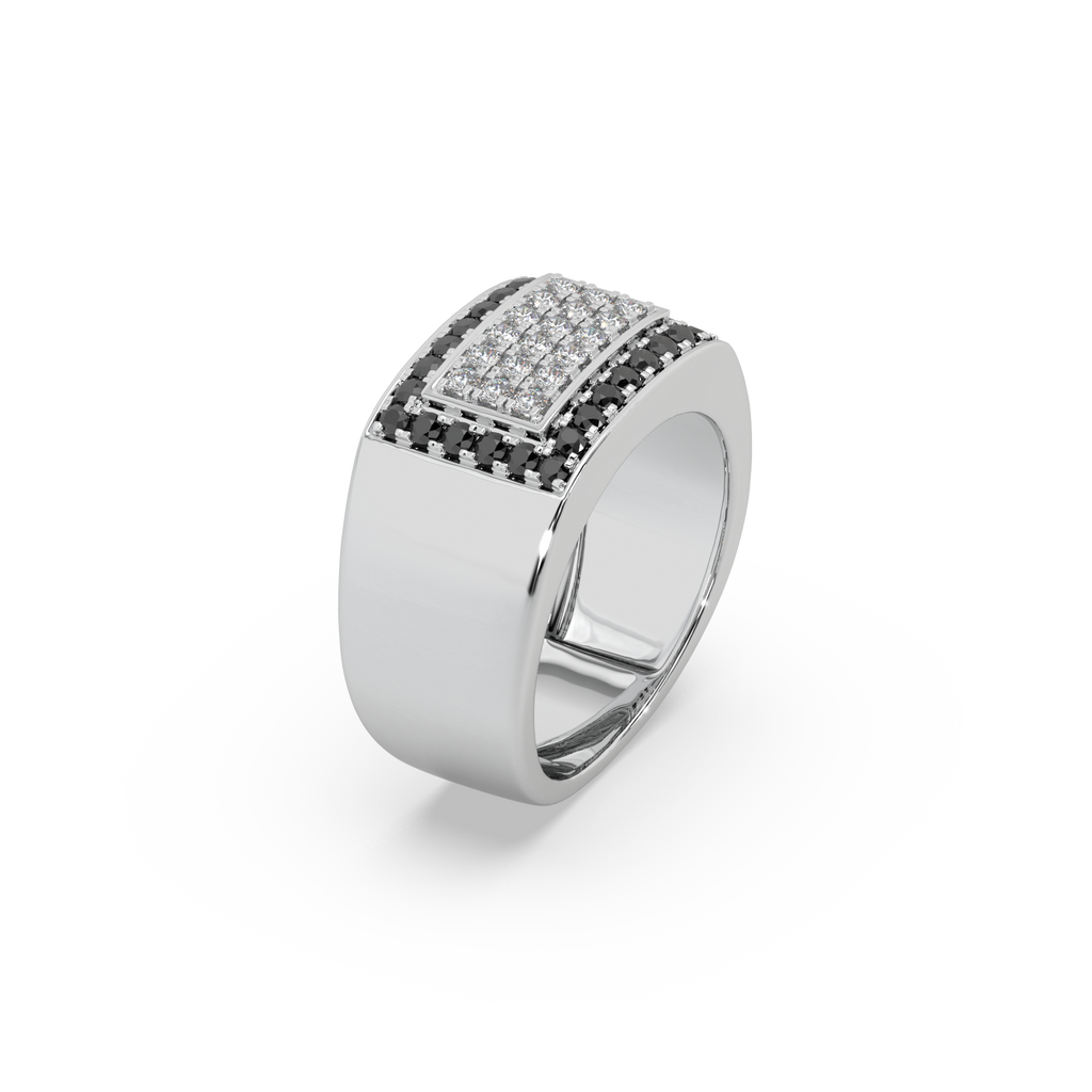 Guru Jewel's Round Diamond And Black Stone Studded Ring For Him
