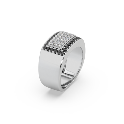 Guru Jewel's Round Diamond And Black Stone Studded Ring For Him