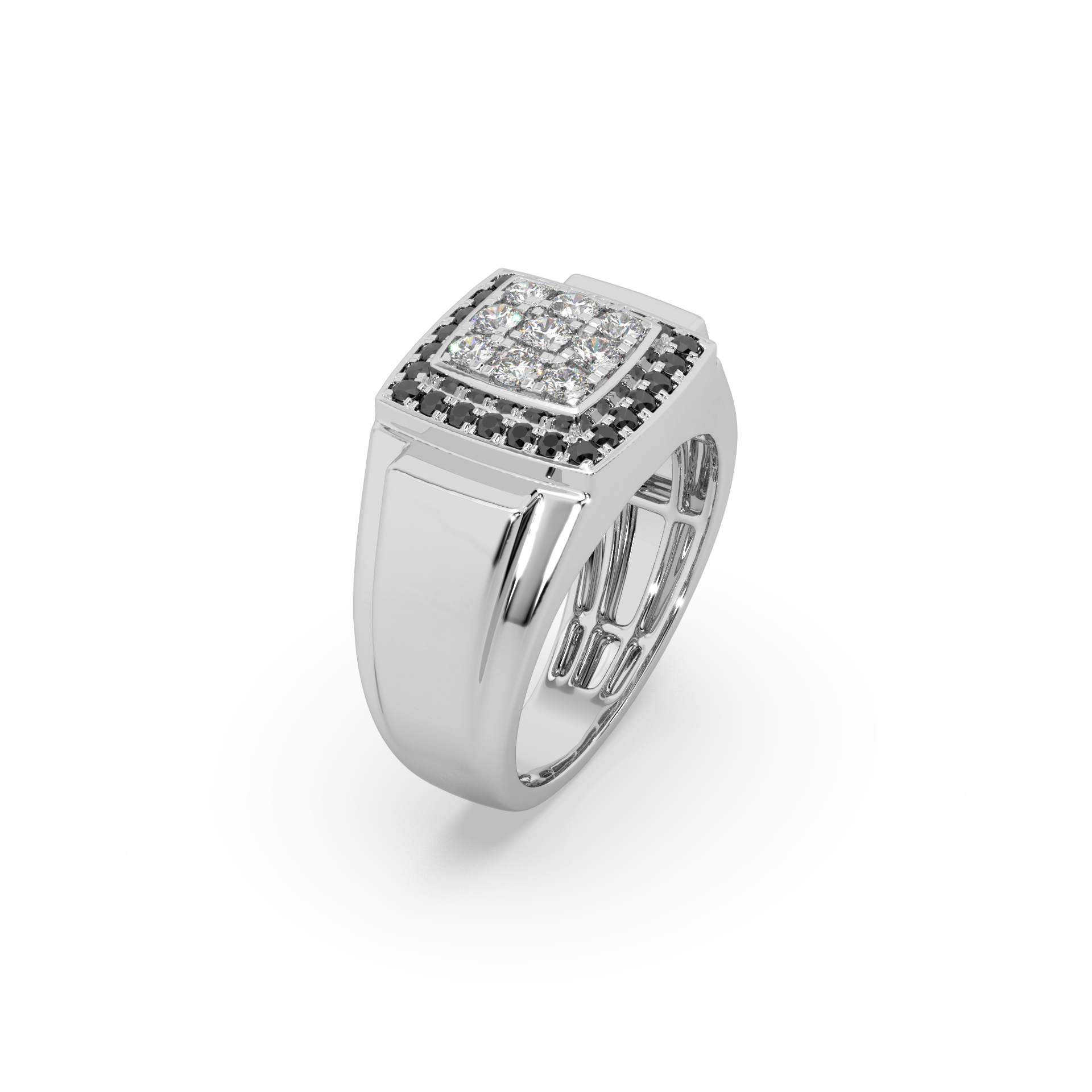 Black Diamond 925 Silver With Diamond Studded Gents Ring For Him