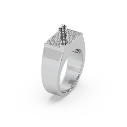 Unique Black Diamond 925 Silver And Round Diamond Studded Gents Ring For Him