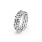 Glamorous 3 Band 925 Silver And Round Diamond Studded Ladies Ring For Her