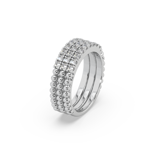 Glamorous 3 Band 925 Silver Moissanite Studded Ladies Ring For Her