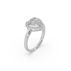 Heart Shape Buguette And Round Cut Diamond 925 Silver Ladies Ring For Her